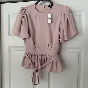 Express dusty rose flutter sleeve peplum blouse